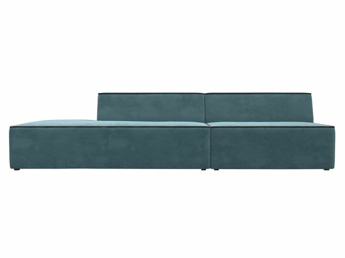 Прямой модульный диван Монс Модерн бирюзового цвета с коричневым кантом левый - купить Прямые диваны по цене 51999.0