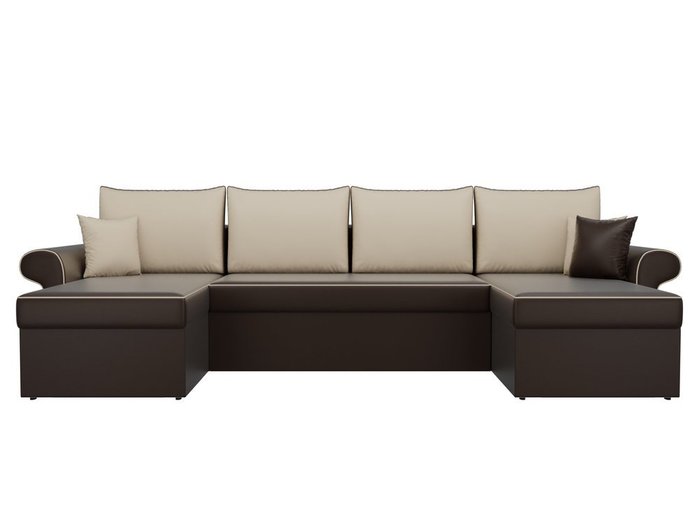 Угловой диван-кровать Милфорд бежево-коричневого цвета (экокожа) - купить Угловые диваны по цене 73990.0