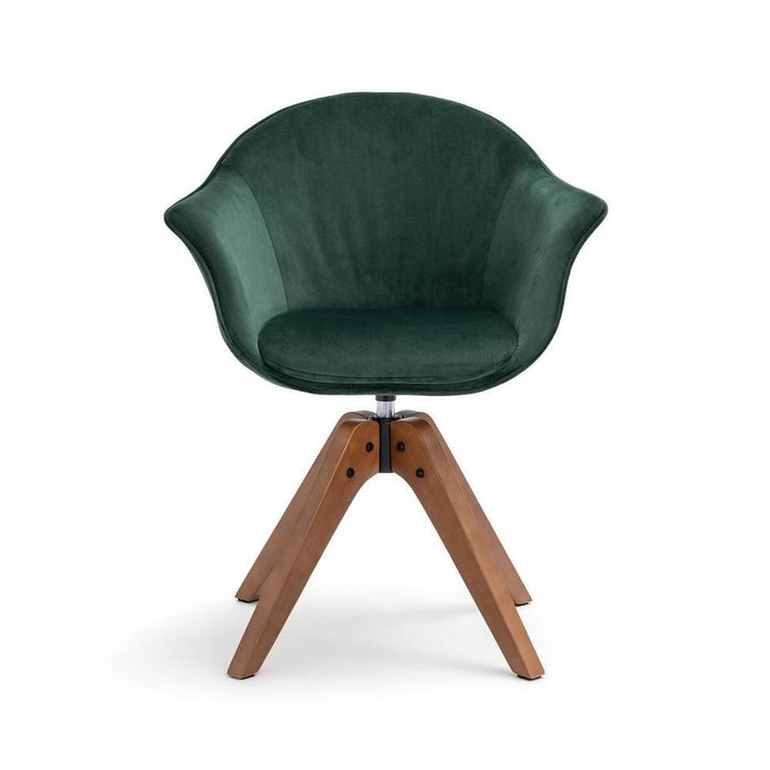 Кресло офисное вращающееся из велюра Dalqui темно-зеленого цвета - купить Офисные кресла по цене 22112.0