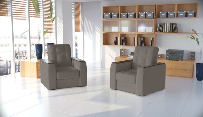 Кресло Регин серо-коричневого цвета - лучшие Интерьерные кресла в INMYROOM