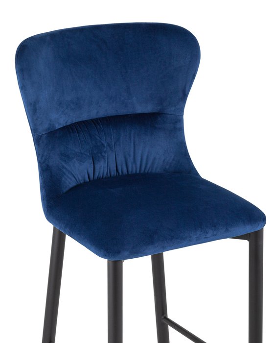 Стул полубарный Лилиан в обивке из вельвета темно-синего цвета - лучшие Барные стулья в INMYROOM