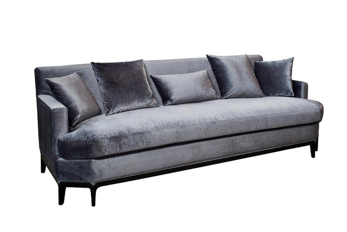 Диван трехместный велюровый темно-серый (с подушками) - купить Прямые диваны по цене 129280.0
