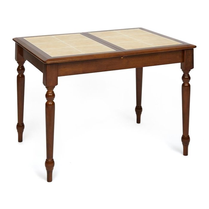 Обеденный стол раскладной с плиткой коричневого цвета