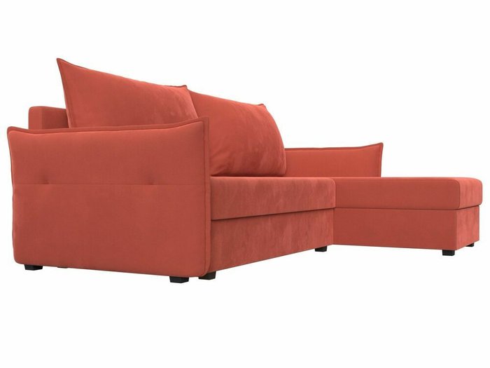 Угловой диван-кровать Лига 004 коралового цвета угол правый  - лучшие Угловые диваны в INMYROOM
