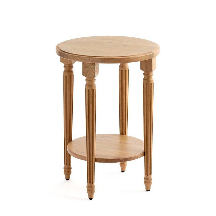 Стол диванный круглый из массива дуба Baudry бежевого цвета - купить Кофейные столики по цене 18245.0