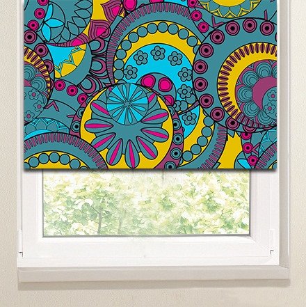 Рулонные шторы в гостиную: Цветочные круги