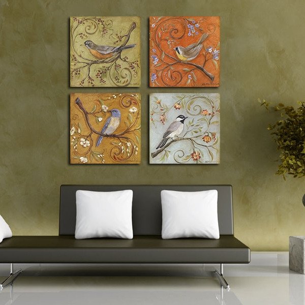 Декоративная картина на холсте: "Дивные птички" - купить Принты по цене 4990.0