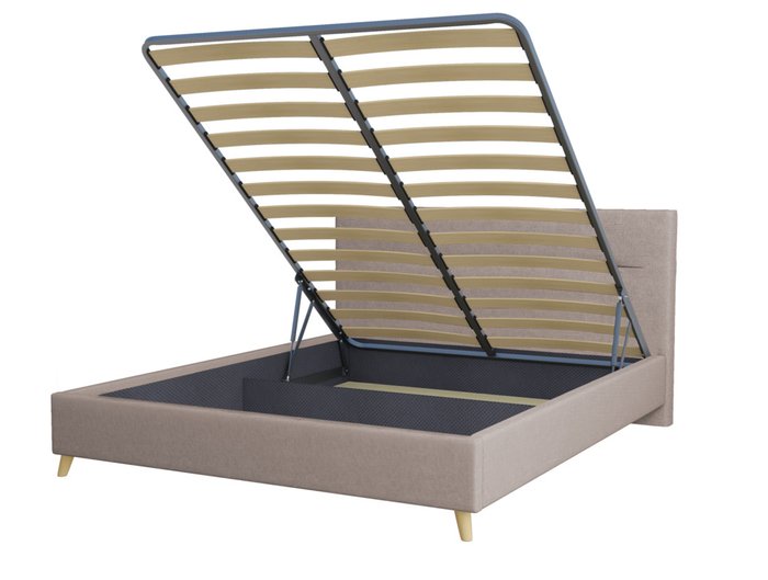 Кровать Briva 160х200 в обивке из велюра темно-бежевого цвета с подъемным механизмом - купить Кровати для спальни по цене 27988.0