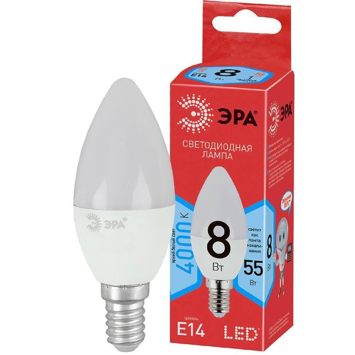 Лампа светодиодная E14 8W 4000K матовая белого цвета - купить Лампочки по цене 54.0