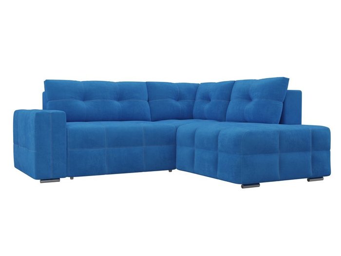 Угловой диван-кровать Леос голубого цвета