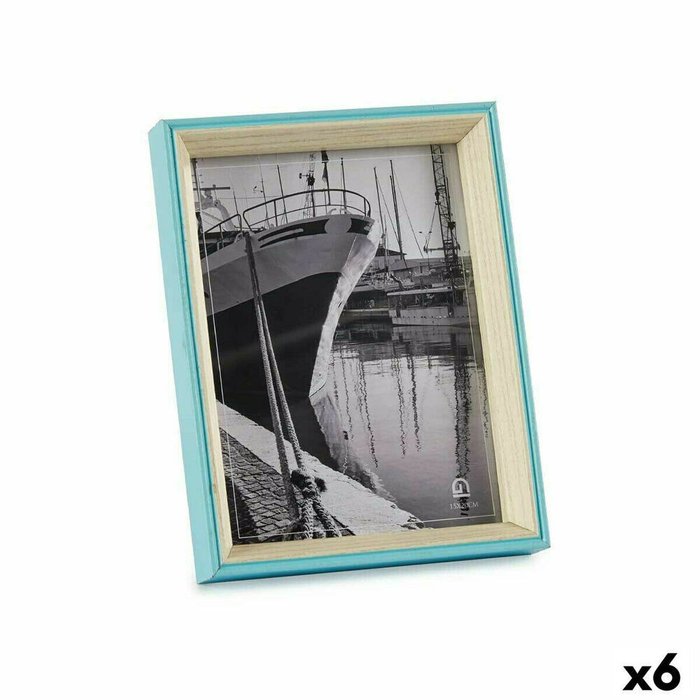 Фоторамка Стеклянный Синий Белый Деревянный MDF (3 x 22 x 17 cm) (6 штук)