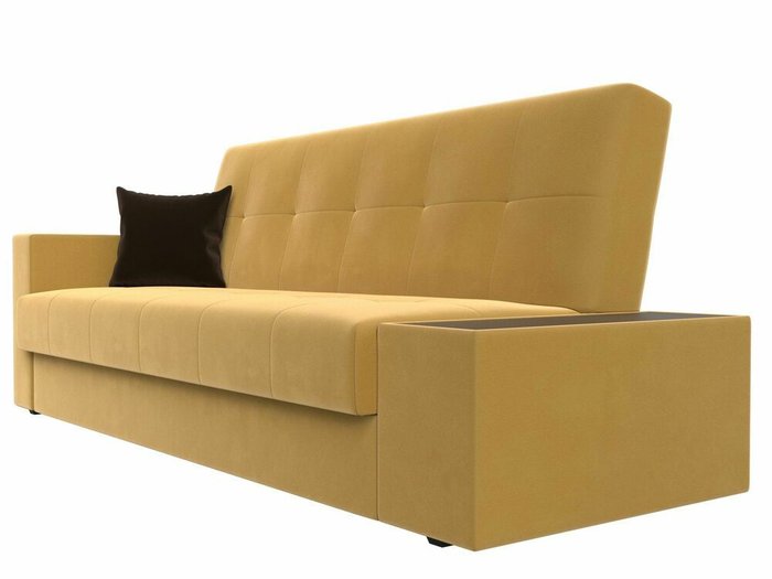 Диван-кровать Лига 020 желтого цвета со столиком справа  - лучшие Прямые диваны в INMYROOM