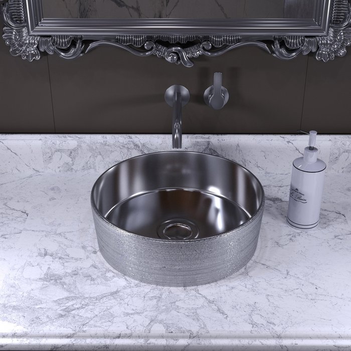 Раковина накладная Grossman серебристого цвета круглая 35 см - лучшие Раковины для ванной комнаты в INMYROOM