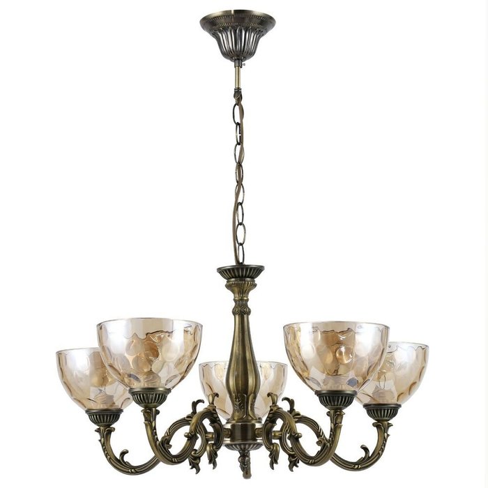 Подвесная люстра 04447-0.4-05 (стекло, цвет янтарный) - купить Подвесные люстры по цене 10170