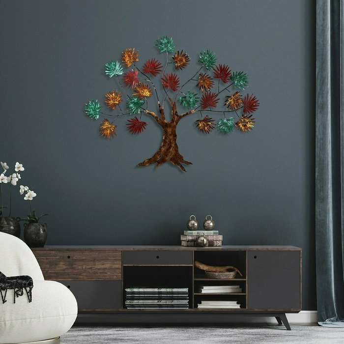Настенный декор ручной работы Дерево 90х115 из металла  - лучшие Декор стен в INMYROOM