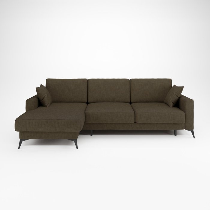 Угловой диван-кровать Наоми темно-коричневого цвета левый - купить Угловые диваны по цене 86889.0