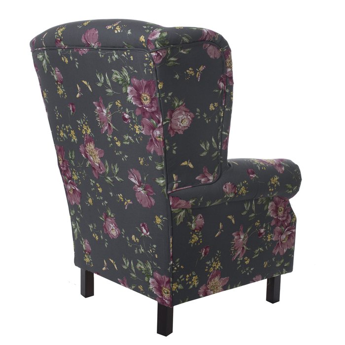 Кресло Жуи Бордо синего цвета с цветами - лучшие Интерьерные кресла в INMYROOM