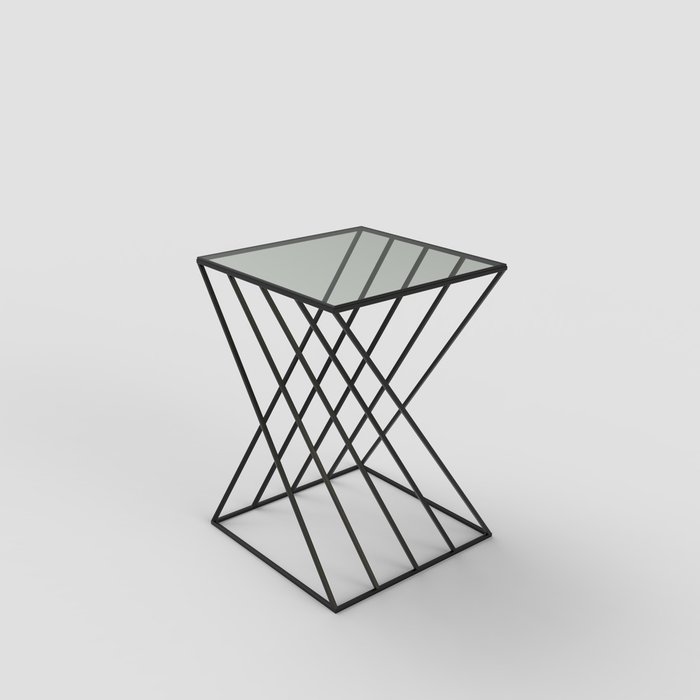 Журнальный столик "Adele" черный с прозрачным стеклом (450х450х450)