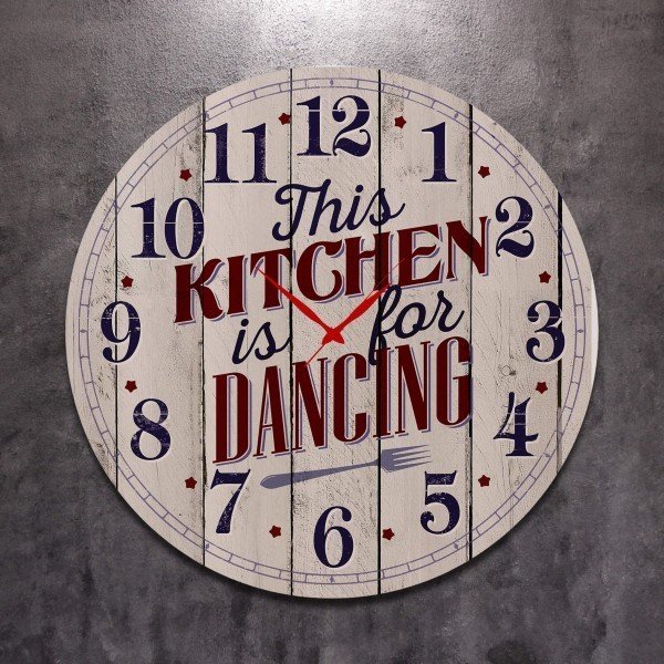 Часы настенные большие This kitchen is for dansing из дерева