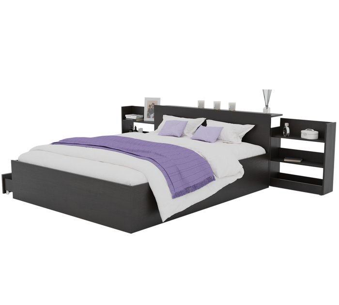Кровать Доминика 120х200 цвета венге с ящиками и матрасом - купить Кровати для спальни по цене 27000.0
