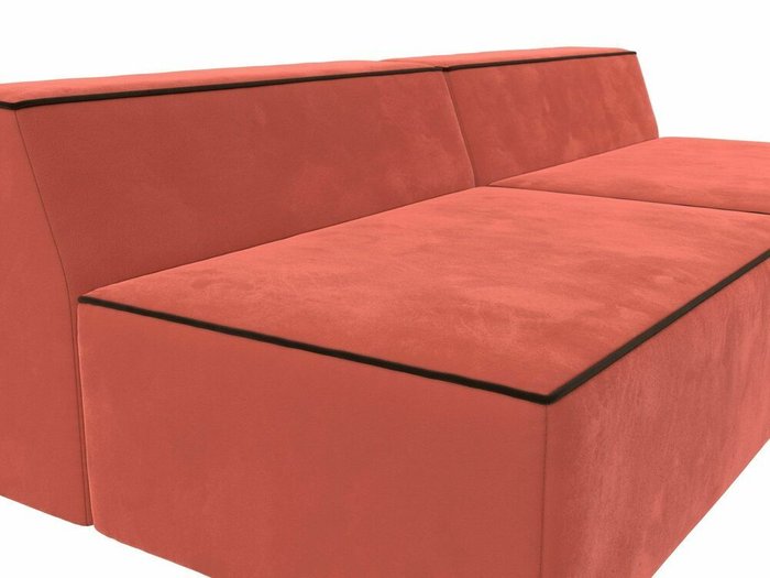 Прямой модульный диван Монс кораллового цвета с коричневым кантом - лучшие Прямые диваны в INMYROOM