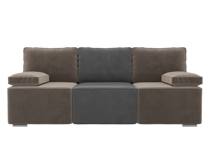 Прямой диван-кровать Радуга серо-коричневого цвета - купить Прямые диваны по цене 33090.0
