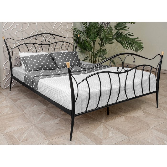 Кровать двуспальная Mila 160х200 черного цвета