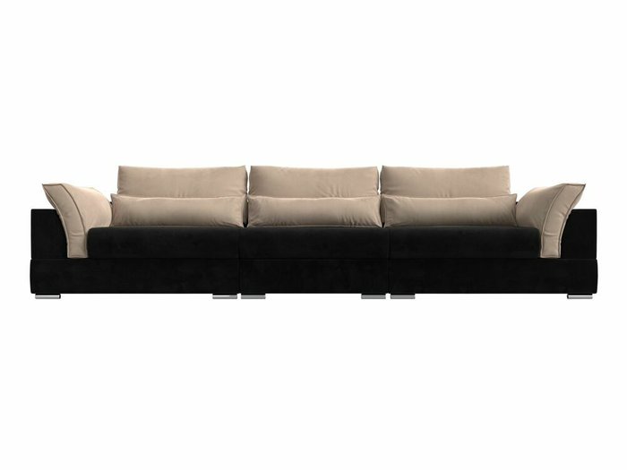 Прямой диван-кровать Пекин Long черно-бежевого цвета - купить Прямые диваны по цене 101999.0