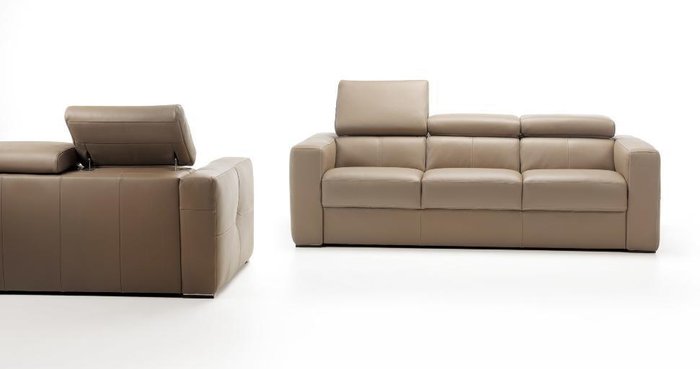 Прямой кожаный диван Themis коричневого цвета - лучшие Прямые диваны в INMYROOM