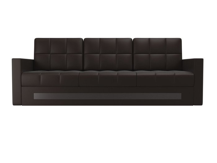 Прямой диван-кровать Белла темно-коричневого цвета (экокожа) - купить Прямые диваны по цене 28290.0