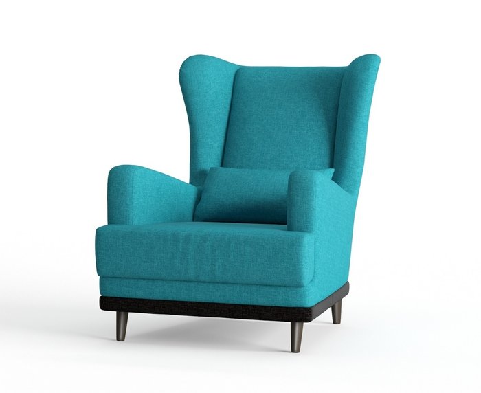 Кресло Грэмми в обивке из рогожки голубого цвета