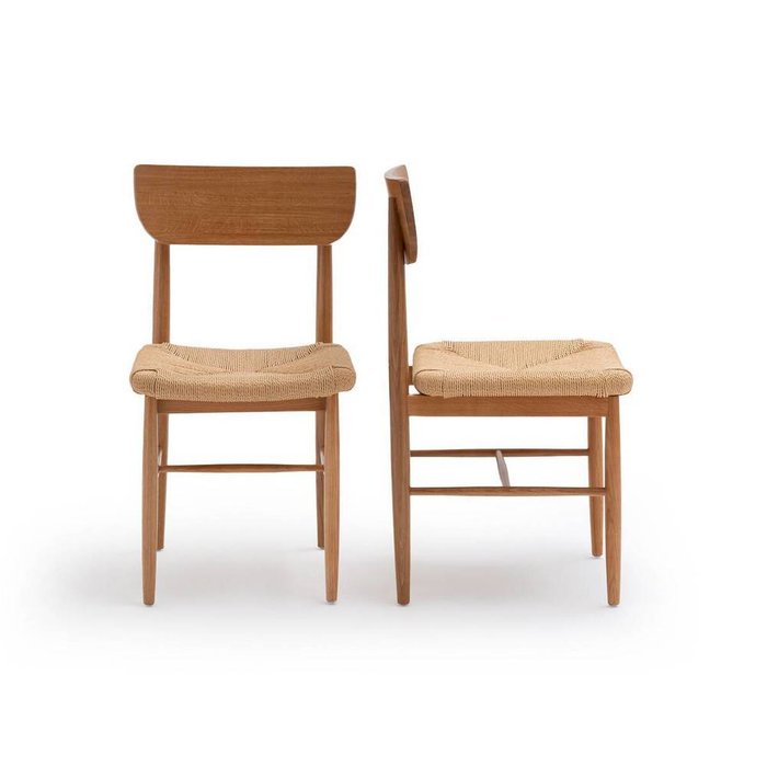 Комплект из двух стульев из массива дуба и плетения Andre бежевого цвета - купить Обеденные стулья по цене 48359.0