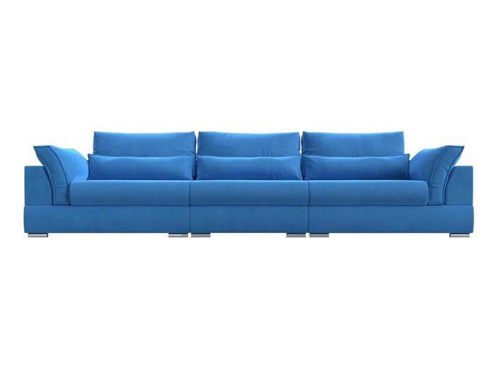 Прямой диван-кровать Пекин Long голубого цвета - купить Прямые диваны по цене 101999.0