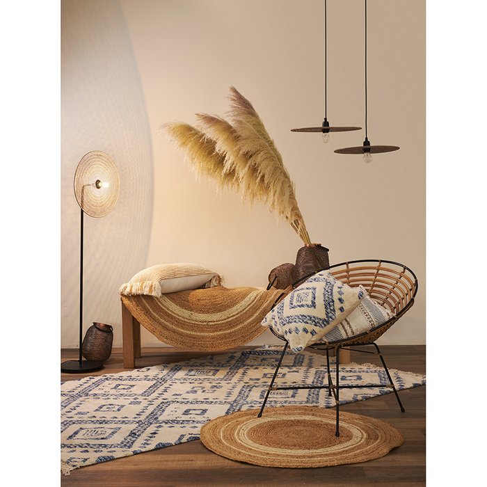 Ковер Ethnic 70x160 бело-синего цвета - купить Ковры по цене 9990.0 Ковер Ethnic 70x160 бело-синего цвета - купить Ковры по цене 9990.0