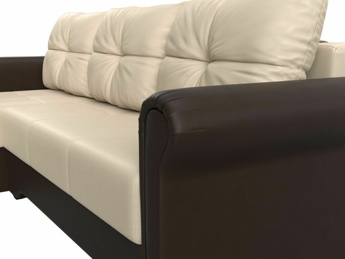 Угловой диван-кровать Леон бежево-коричневого цвета (экокожа) левый угол - лучшие Угловые диваны в INMYROOM