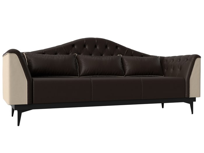 Прямой диван-кровать Флорида бежево-коричневого цвета (экокожа)