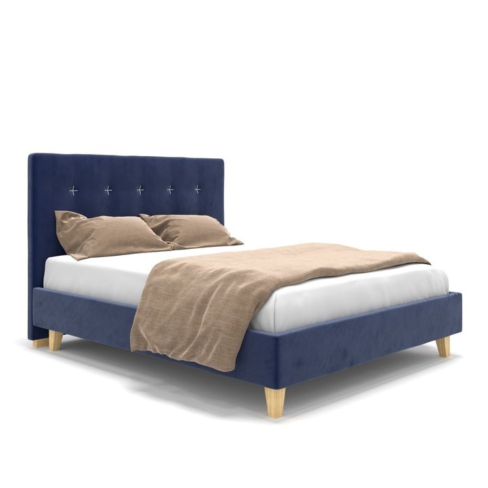 Кровать Gisele синяя на ножках 180х200