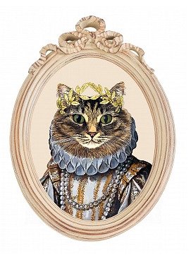 Репродукция гравюры «Мисс Кошка» в раме «Бернадетт»