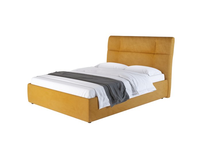 Кровать мягкая с подъемным механизмом Amber Style 160х200 желтого цвета