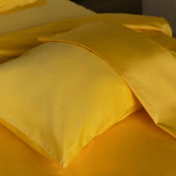 Евро комплект постельного белья Mollen 200х210 cолнечно-желтого цвета - лучшие Комплекты в INMYROOM