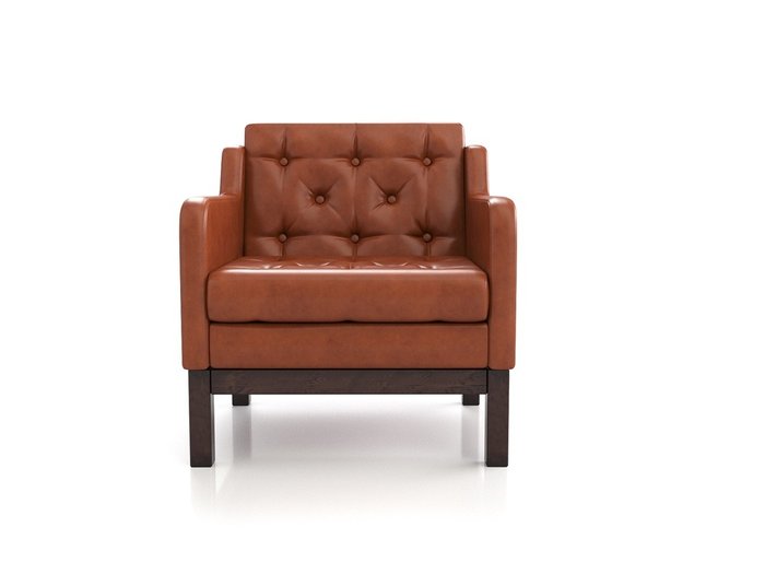 Кресло Айверс из массива сосны с обивкой оранжевый кожзам - лучшие Интерьерные кресла в INMYROOM