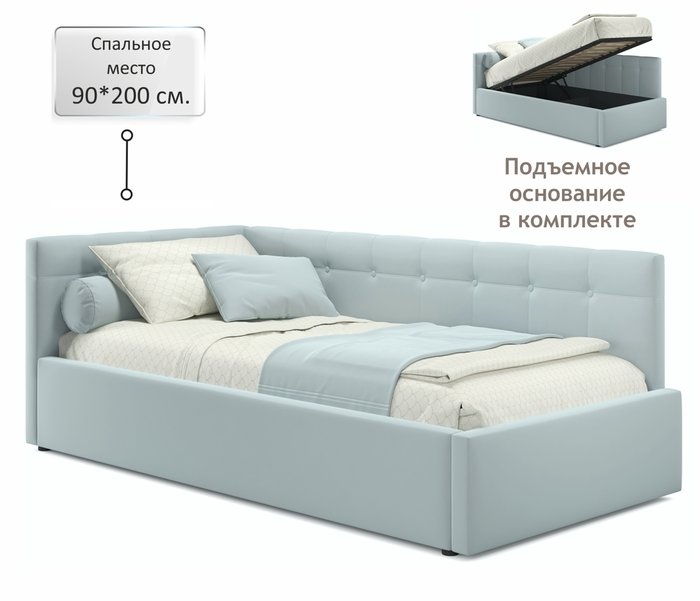 Кровать Bonna 90х200 мятного цвета с подъемным механизмом и матрасом  - лучшие Кровати для спальни в INMYROOM
