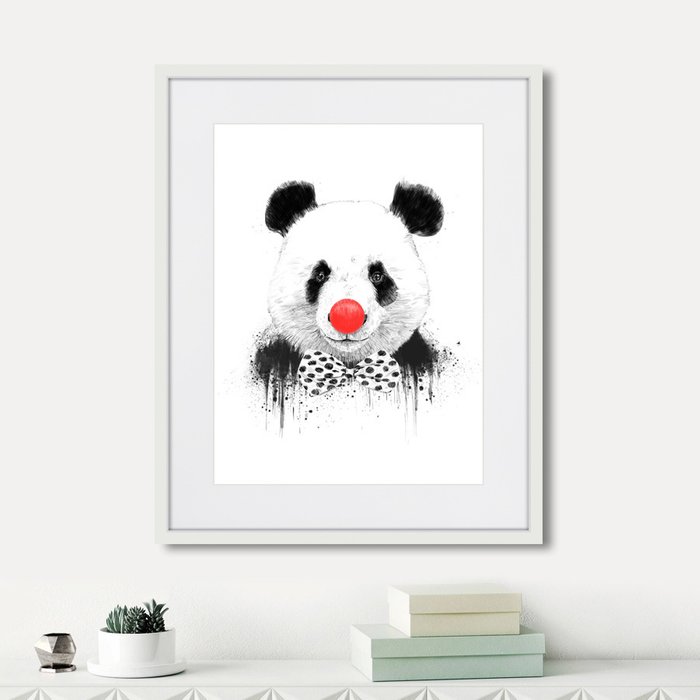 Репродукция картины Panda Clown в деревянной раме