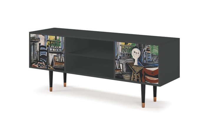 Тумба под TV T2 The Studio by Pablo Picasso с корпусом графитового цвета - купить Тумбы для ТВ по цене 30490.0 Тумба под TV T2 The Studio by Pablo Picasso с корпусом графитового цвета - купить Тумбы для ТВ по цене 30490.0
