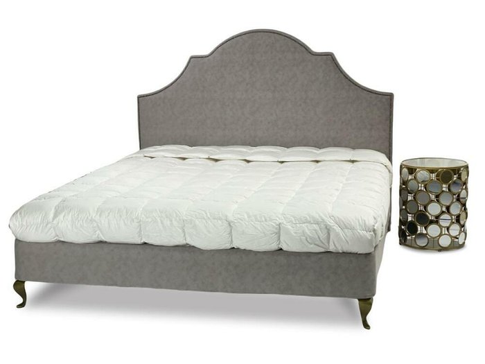 Кровать Carol Base 200х200 в обивке из велюра серого цвета - купить Кровати для спальни по цене 126500.0