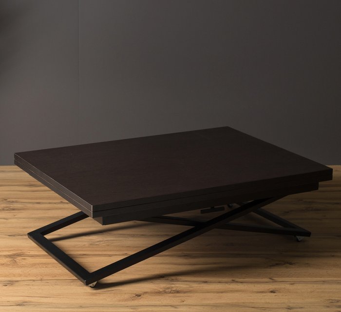 Стол трансформер Compact цвета венге на черных опорах - купить Обеденные столы по цене 26200.0