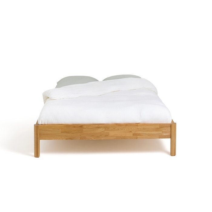 Кровать из массива дуба с сеткой Zulda 160x200 бежевого цвета - купить Кровати для спальни по цене 31981.0