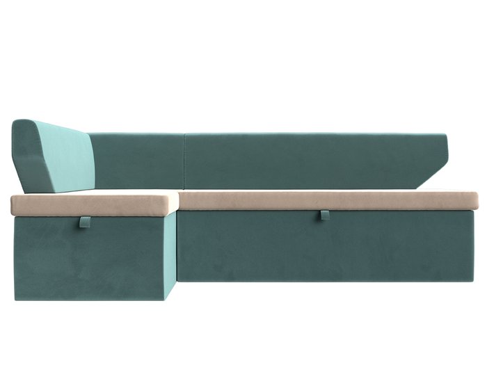 Угловой диван-кровать Омура бирюзово-бежевого цвета левый угол - купить Угловые диваны по цене 39999.0