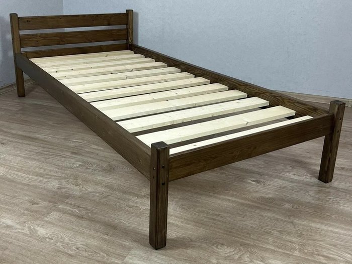 Кровать односпальная Классика сосновая 90х200 цвета темный дуб - купить Кровати для спальни по цене 9161.0