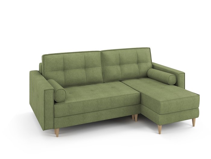 Угловой раскладной диван Отто правый оливкового цвета - лучшие Угловые диваны в INMYROOM